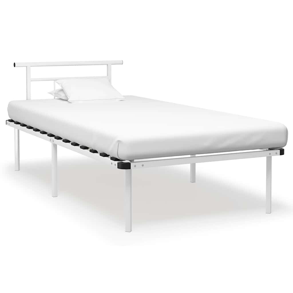 vidaXL Рамка за легло бяла метал 100x200 cм