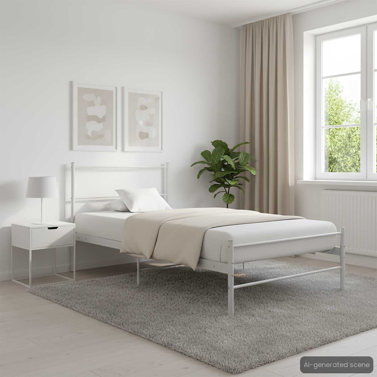 vidaXL Рамка за легло бяла метал 100x200 cм