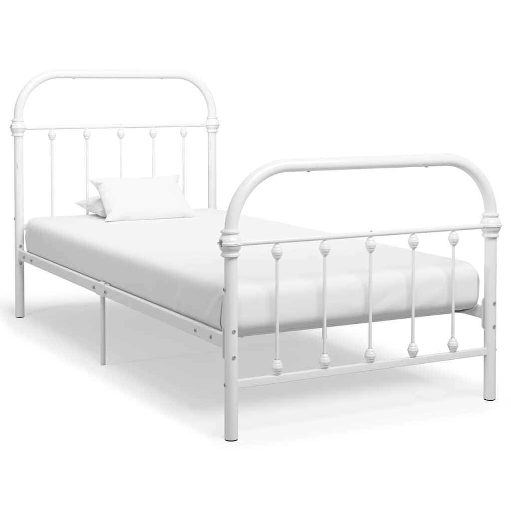 vidaXL Рамка за легло бяла метал 100x200 cм