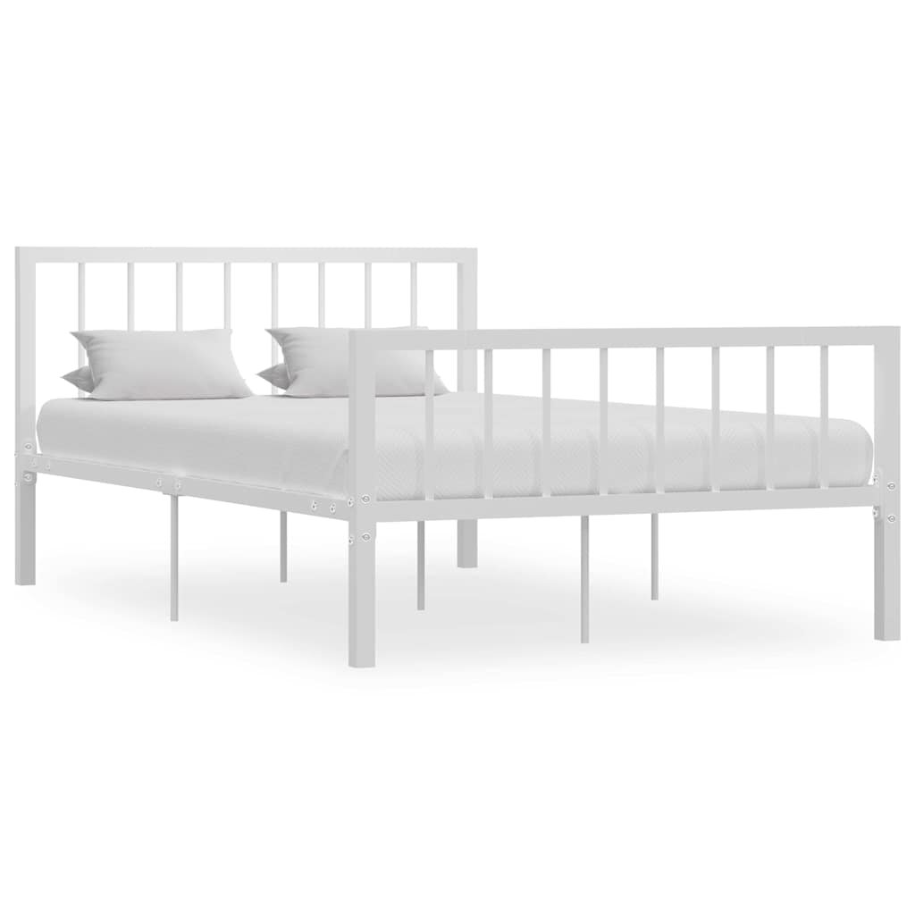 vidaXL Рамка за легло бяла метал 120x200 cм