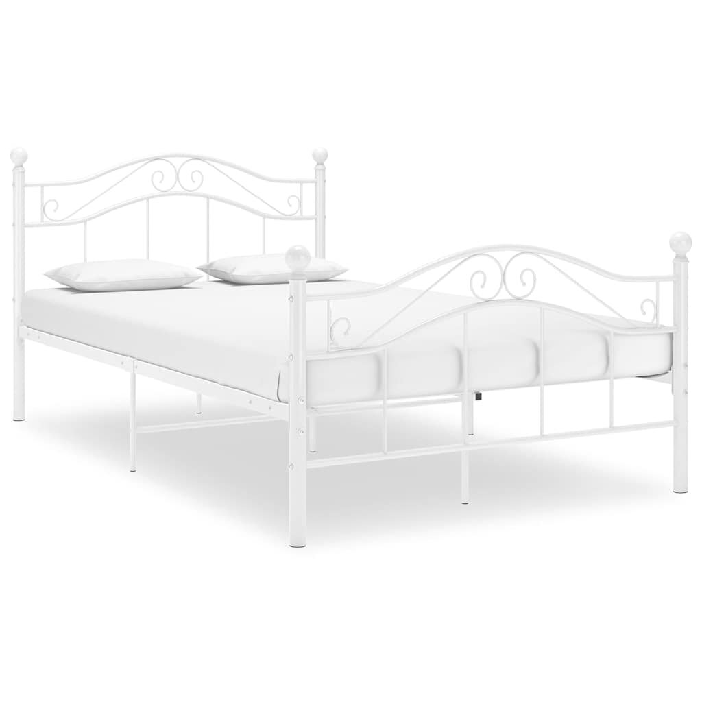 vidaXL Рамка за легло бяла метал 120x200 cм