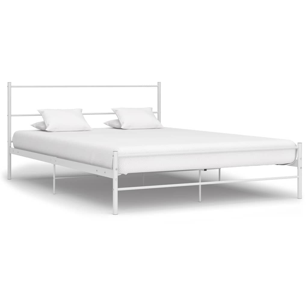 vidaXL Рамка за легло бяла метал 140x200 cм
