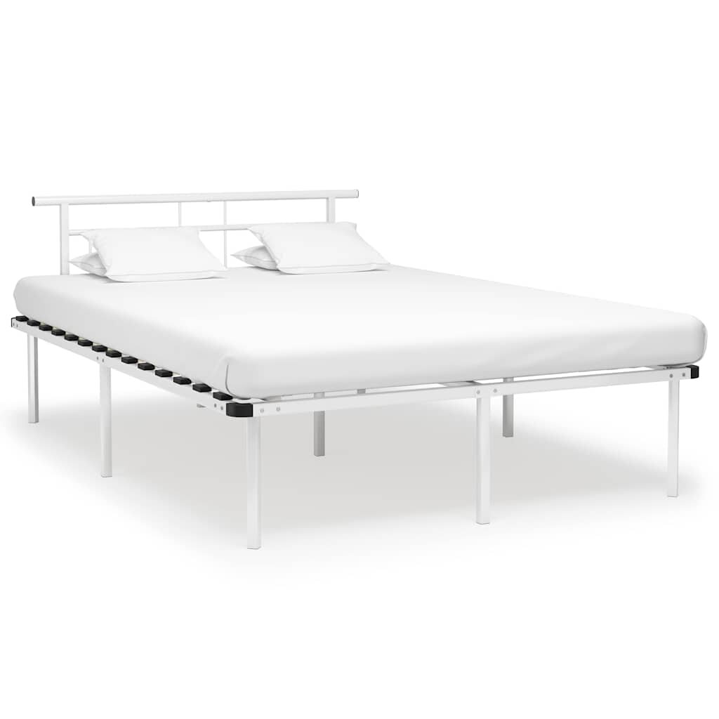 vidaXL Рамка за легло бяла метал 140x200 cм