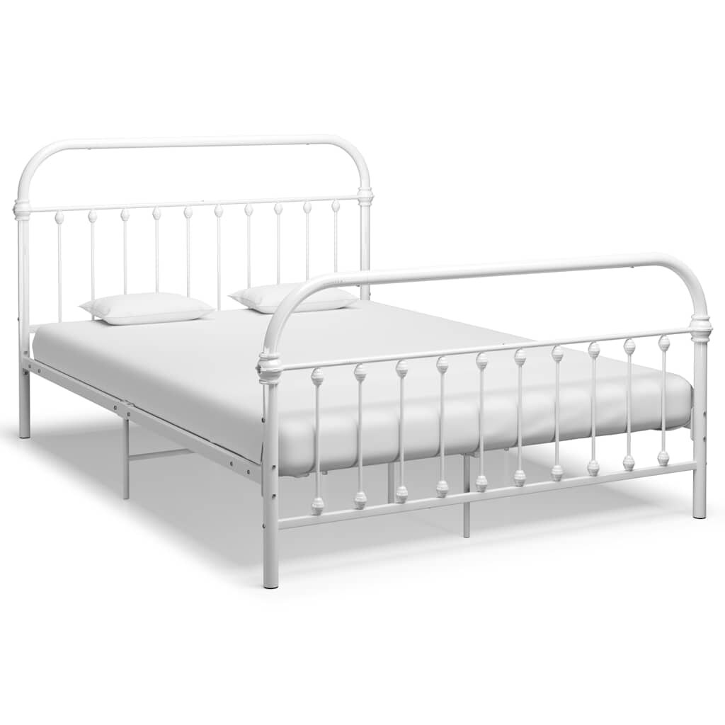 vidaXL Рамка за легло бяла метал 140x200 cм