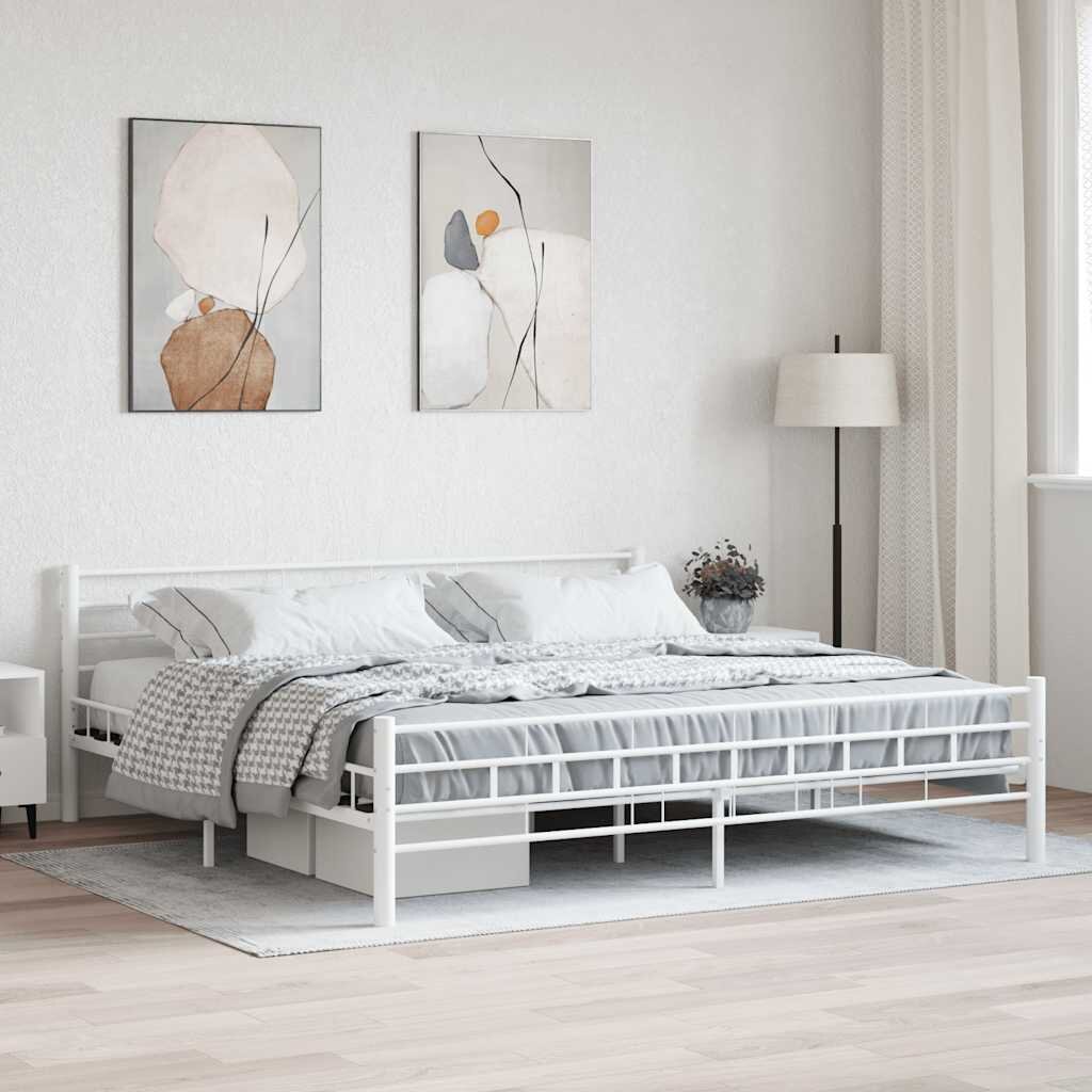 vidaXL Рамка за легло бяла метал 200x200 cм