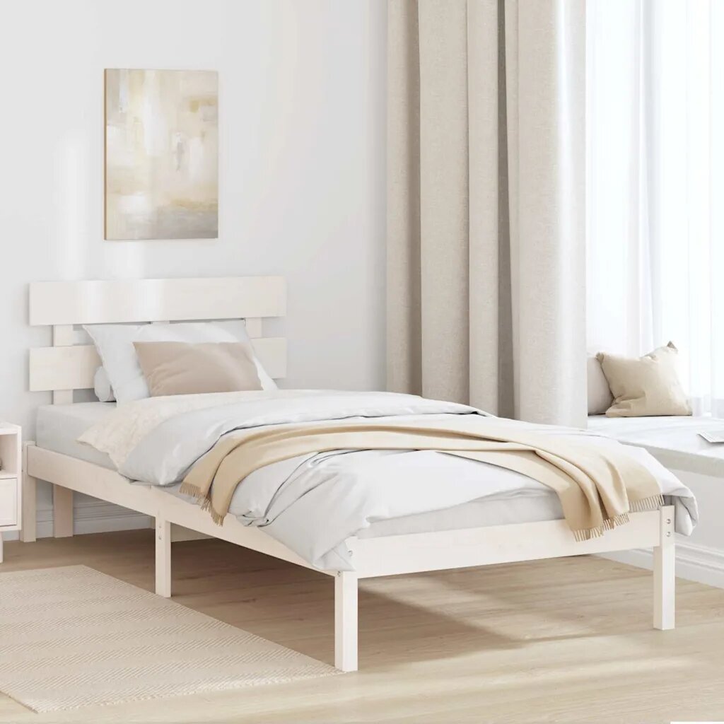 vidaXL Рамка за легло Бяло 100 x 200 cm Масивна борова дървесина