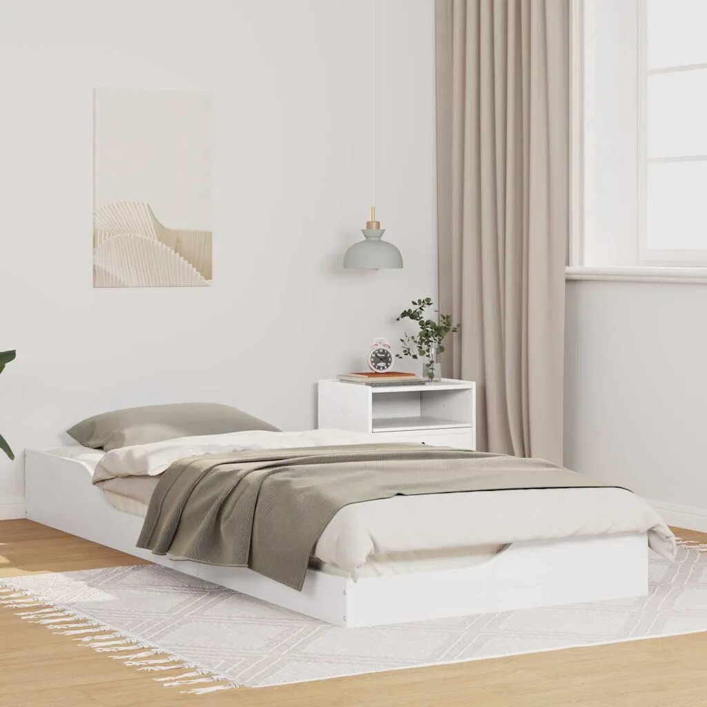 vidaXL Рамка за легло Бяло 100 x 220 cm Солидно борово дърво