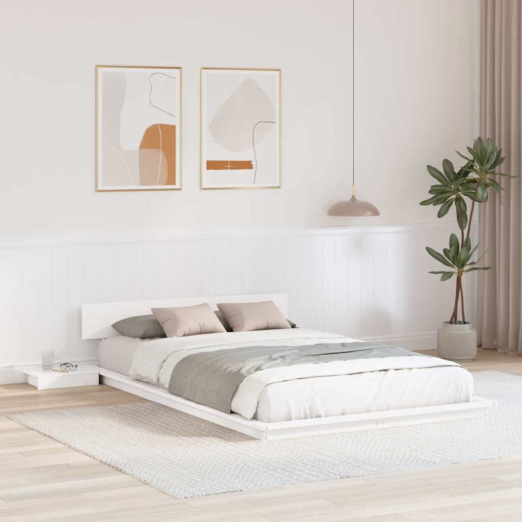 vidaXL Рамка за легло Бяло 120 x 200 cm Дърво