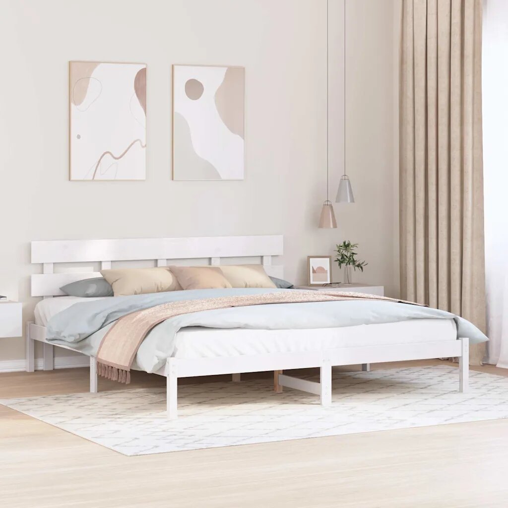 vidaXL Рамка за легло Бяло 180 x 200 cm Масивна борова дървесина