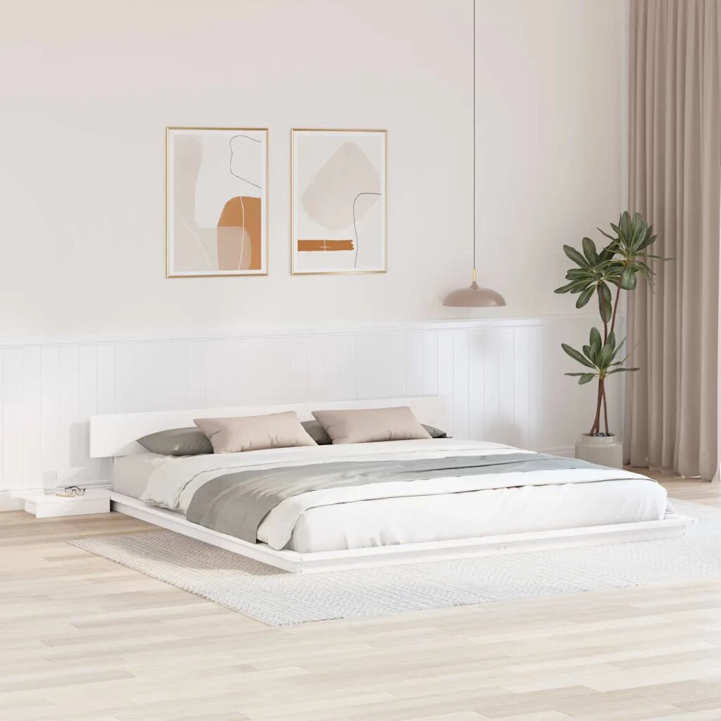 vidaXL Рамка за легло Бяло 200 x 200 cm Дърво