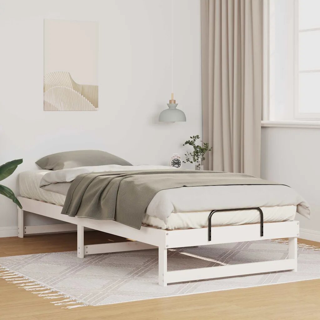 vidaXL Рамка за легло Бяло 80 x 220 cm Солидно борово дърво