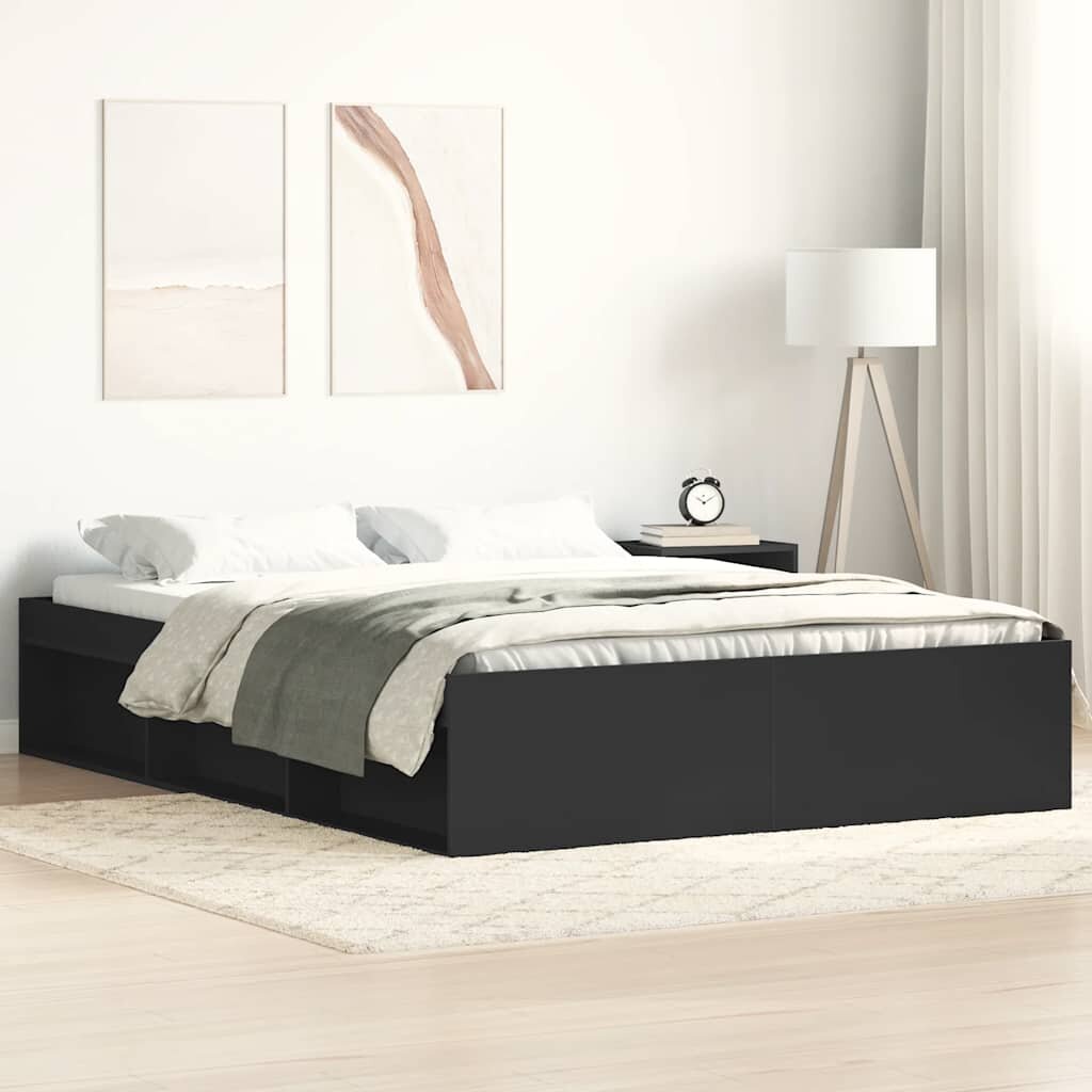 vidaXL Рамка за легло черна 120x190 см Small Double