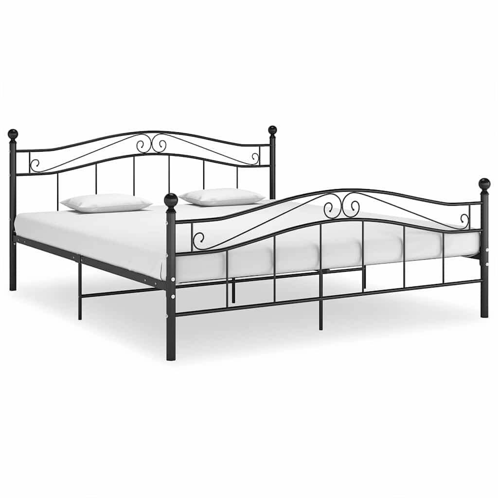 vidaXL Рамка за легло черна метал 140x200 cм