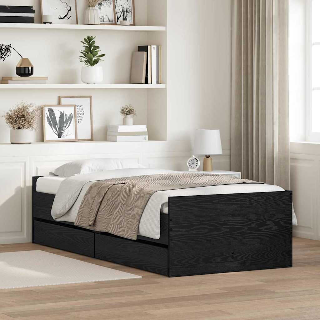 vidaXL Рамка за легло Черния дъб 100 x 200 cm Солидно борово дърво
