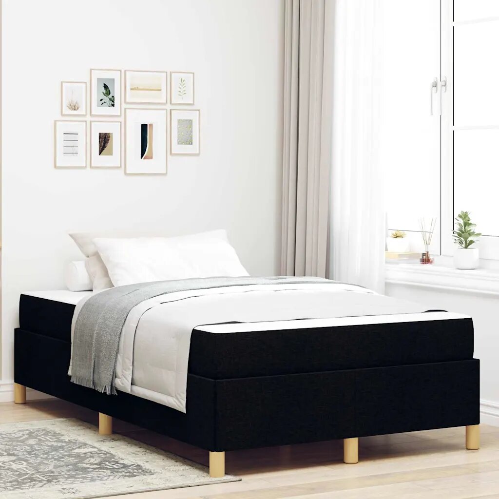 vidaXL Рамка за легло Черно 120 x 190 cm текстил
