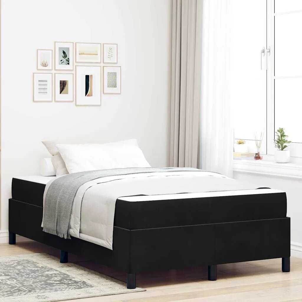 vidaXL Рамка за легло Черно 120 x 190 cm текстил