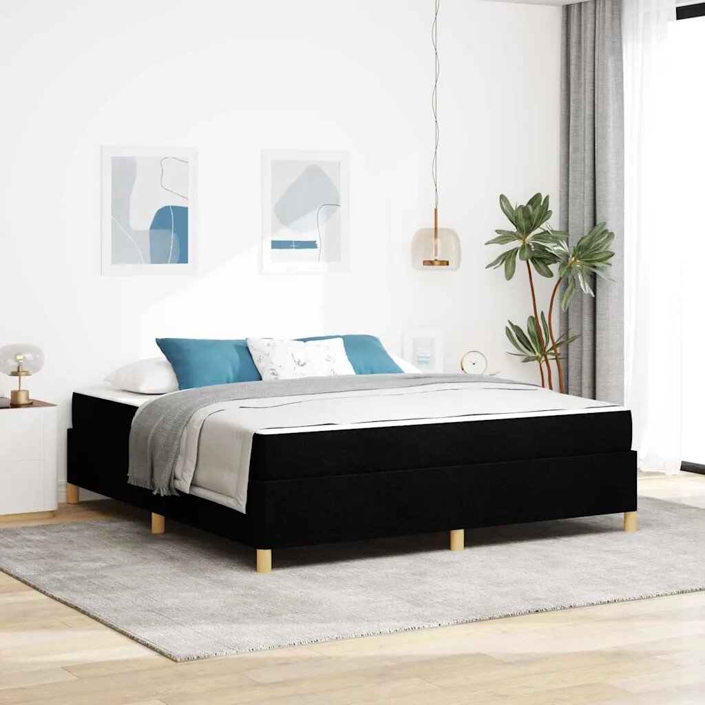 vidaXL Рамка за легло Черно 180 x 200 cm текстил