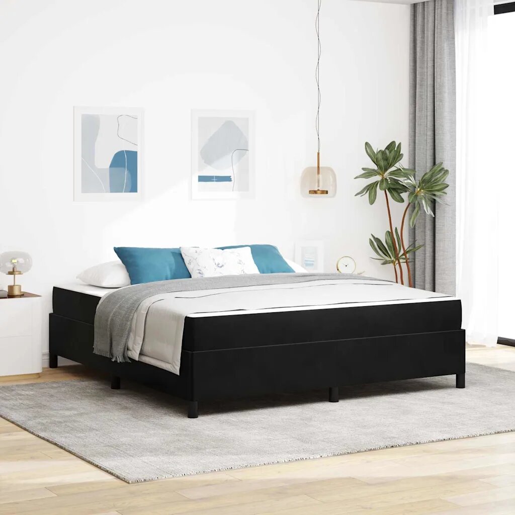 vidaXL Рамка за легло Черно 180 x 200 cm текстил