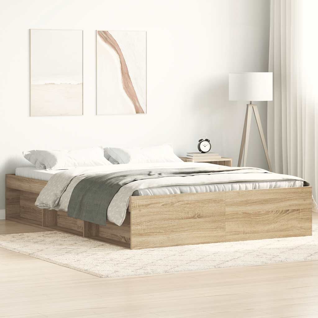 vidaXL Рамка за легло дъб сонома 150x200 cм King Size