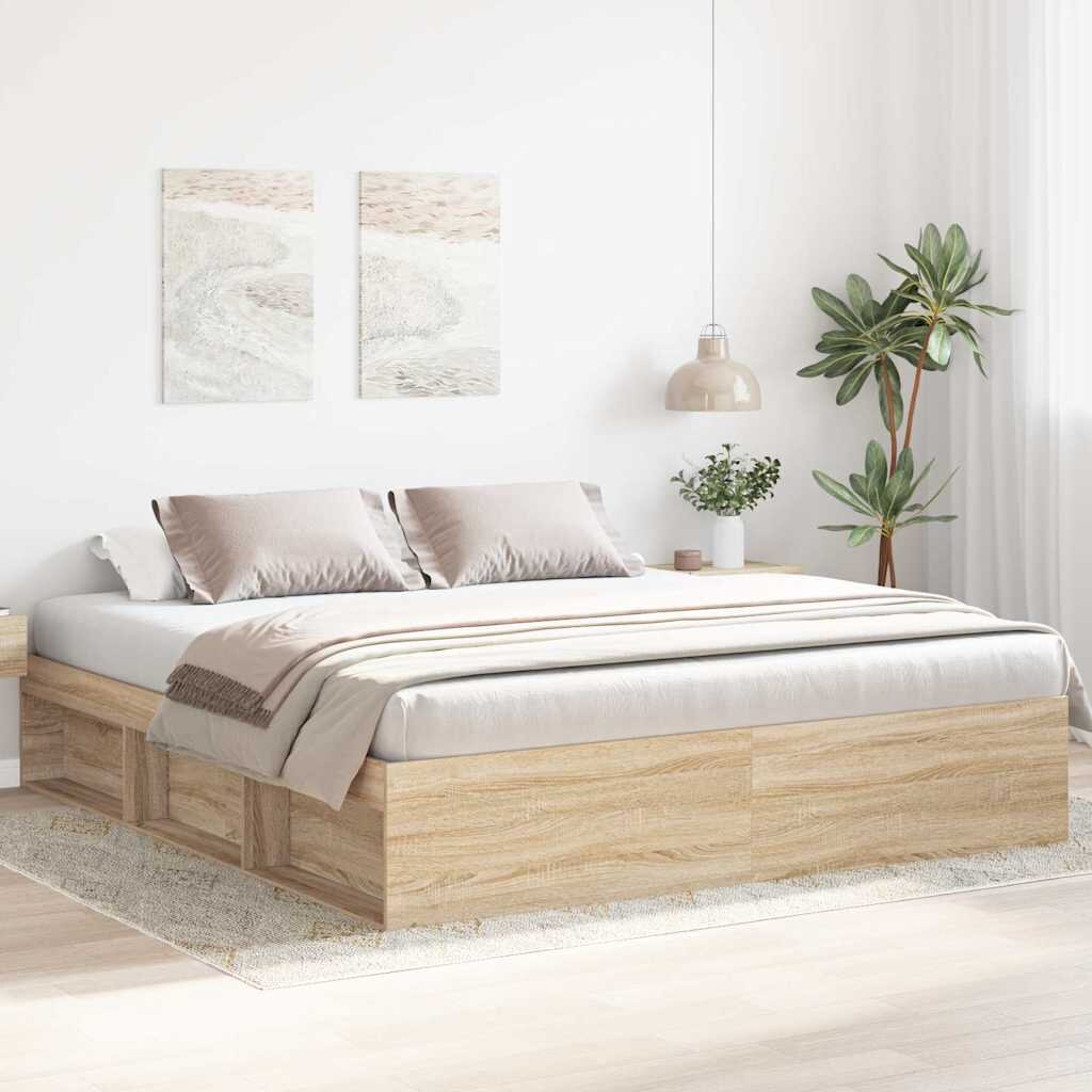 vidaXL Рамка за легло дъб сонома 180x200 cм Super King Size