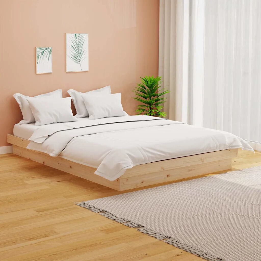 vidaXL Рамка за легло дърво масив 135x190 cм Double