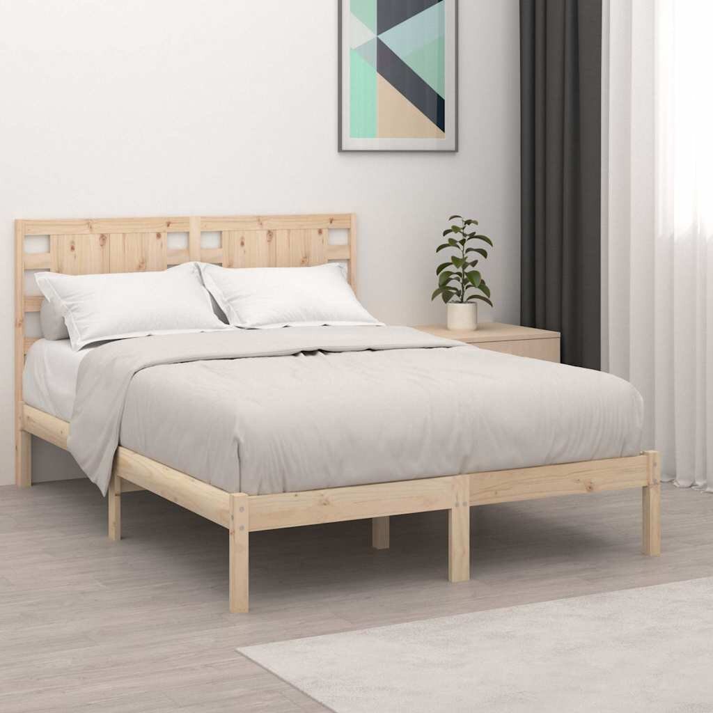 vidaXL Рамка за легло дърво масив 135x190 cм Double