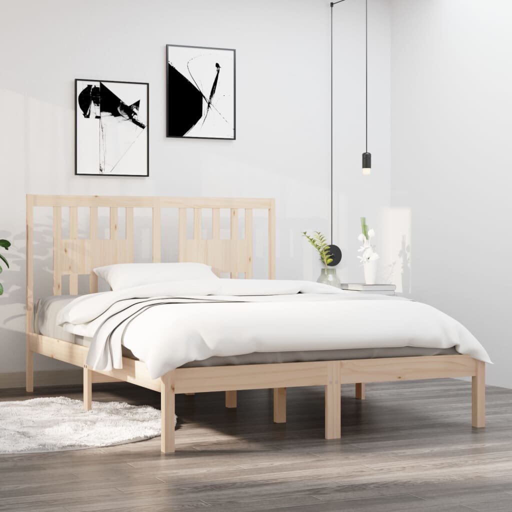 vidaXL Рамка за легло дърво масив 135x190 cм Double