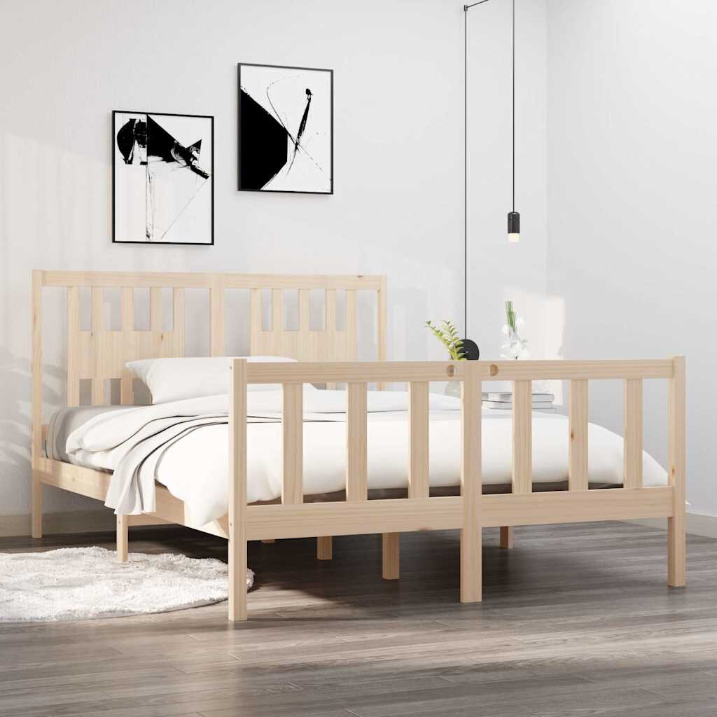 vidaXL Рамка за легло дърво масив 135x190 cм Double