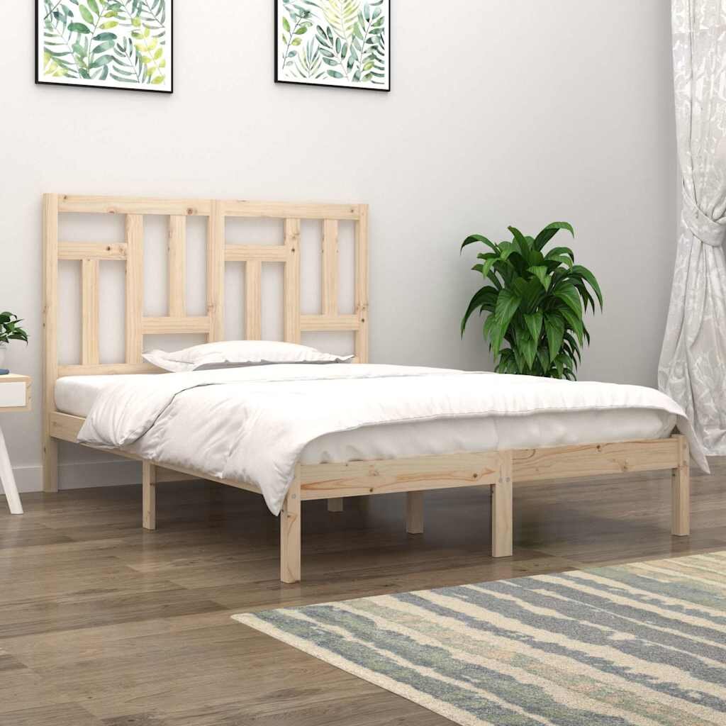 vidaXL Рамка за легло дърво масив 135x190 cм Double