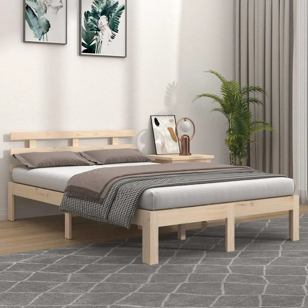vidaXL Рамка за легло дърво масив 135x190 cм Double