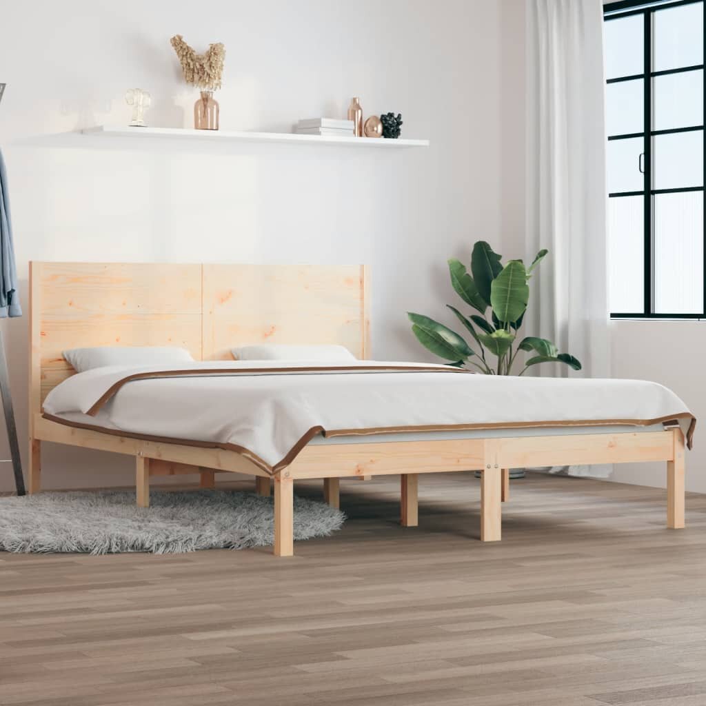 vidaXL Рамка за легло дърво масив 135x190 cм Double