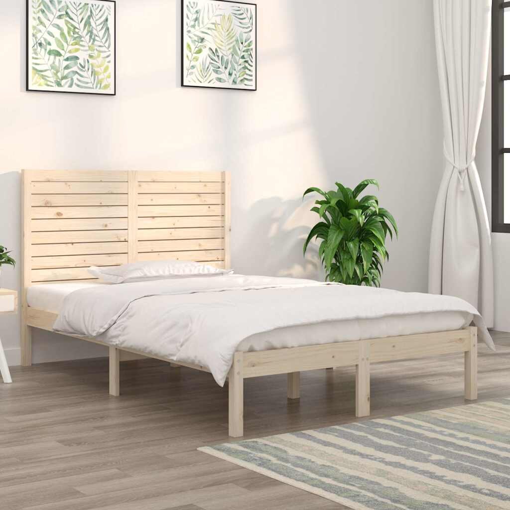 vidaXL Рамка за легло дърво масив 135x190 cм Double