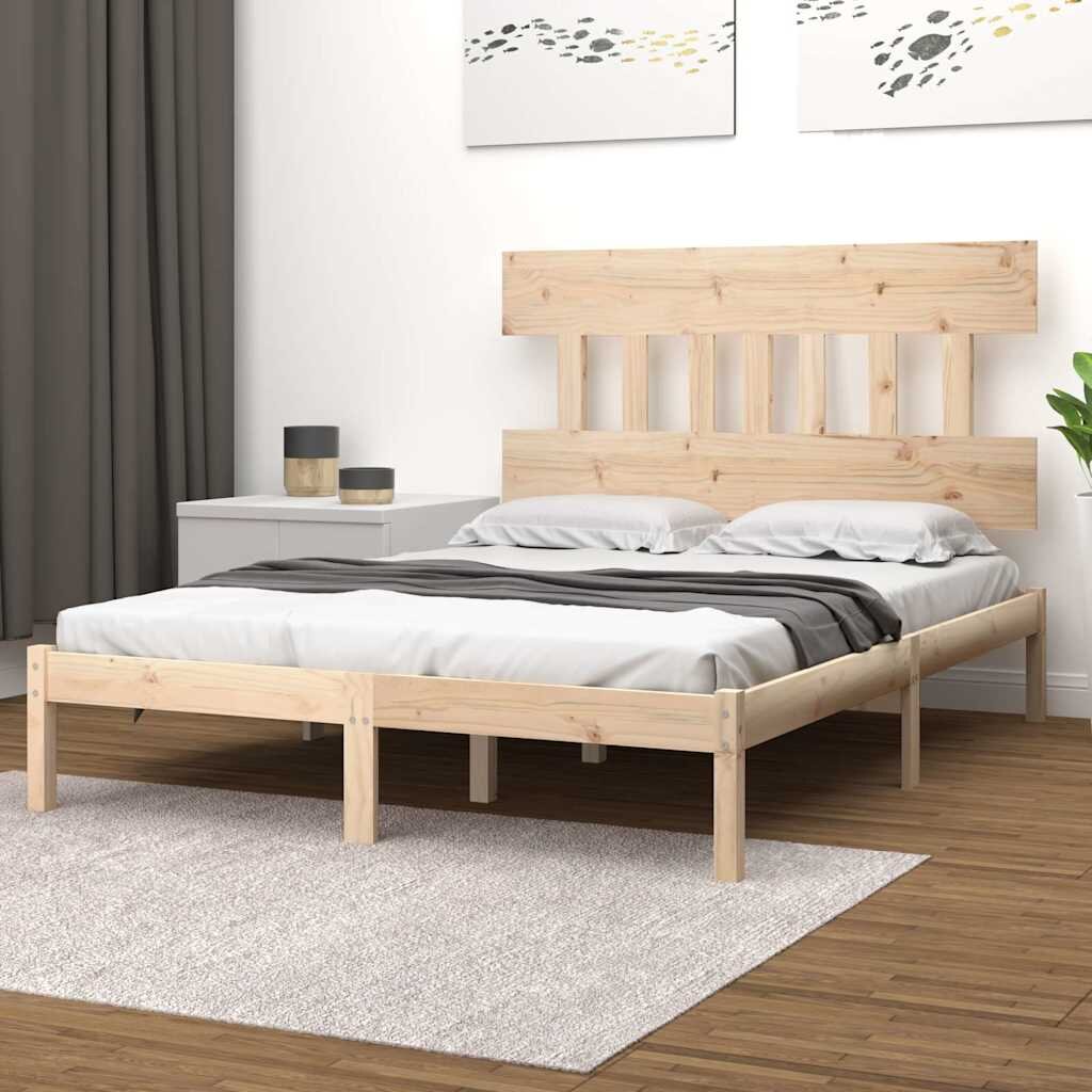 vidaXL Рамка за легло дърво масив 150x200 cм King Size