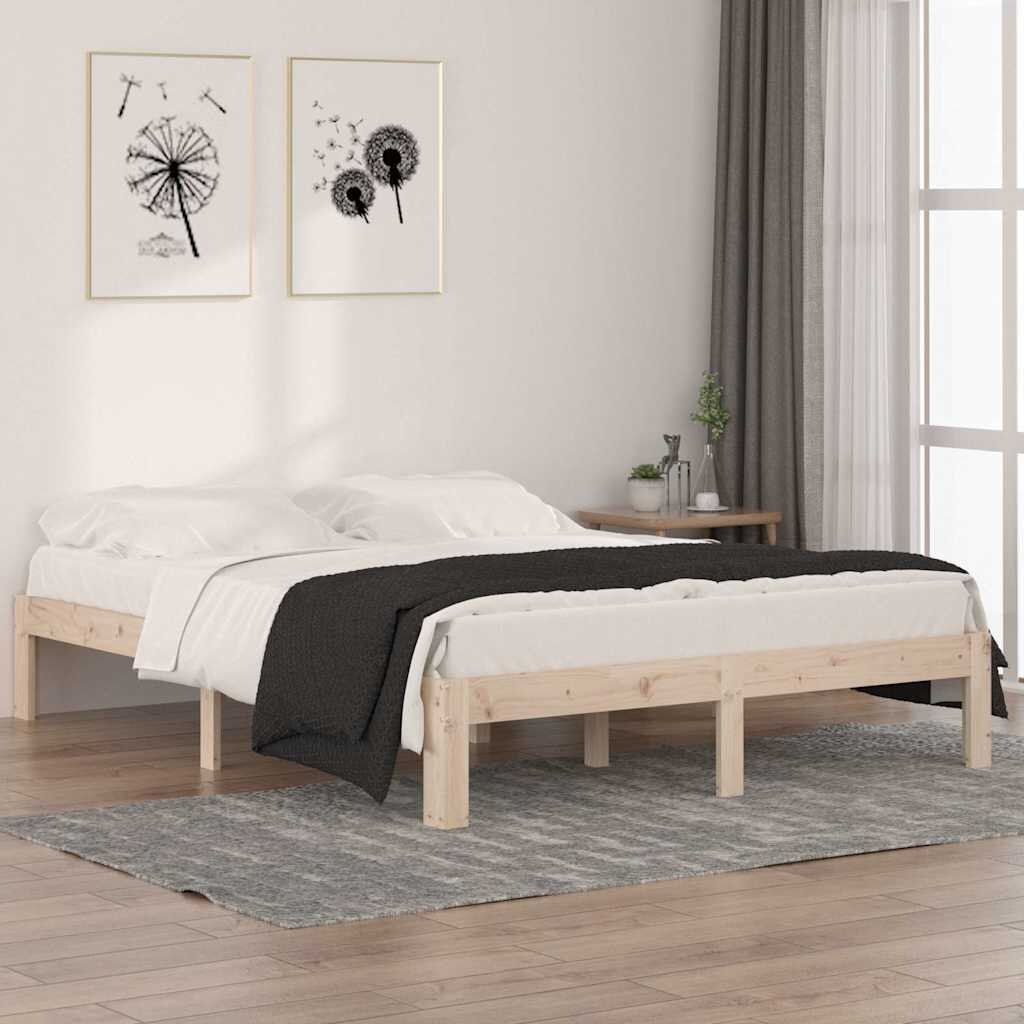 vidaXL Рамка за легло дърво масив 150x200 cм King Size