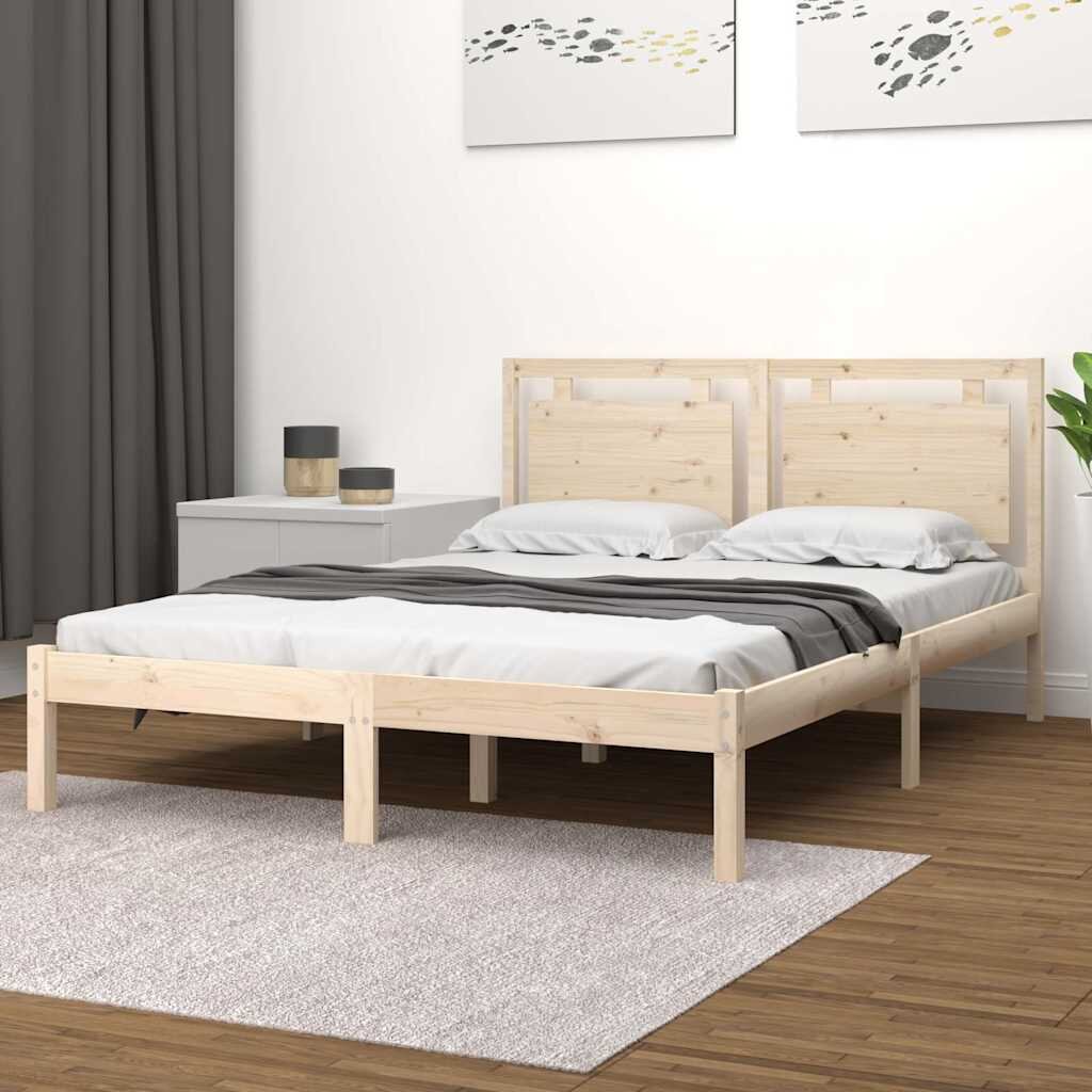 vidaXL Рамка за легло дърво масив 150x200 cм King Size