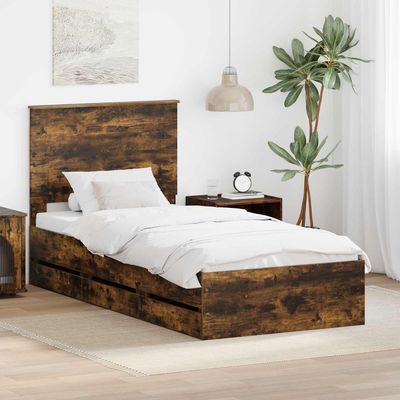 vidaXL Рамка за легло Димян дъб 100 x 200 cm Инженерна дървесина