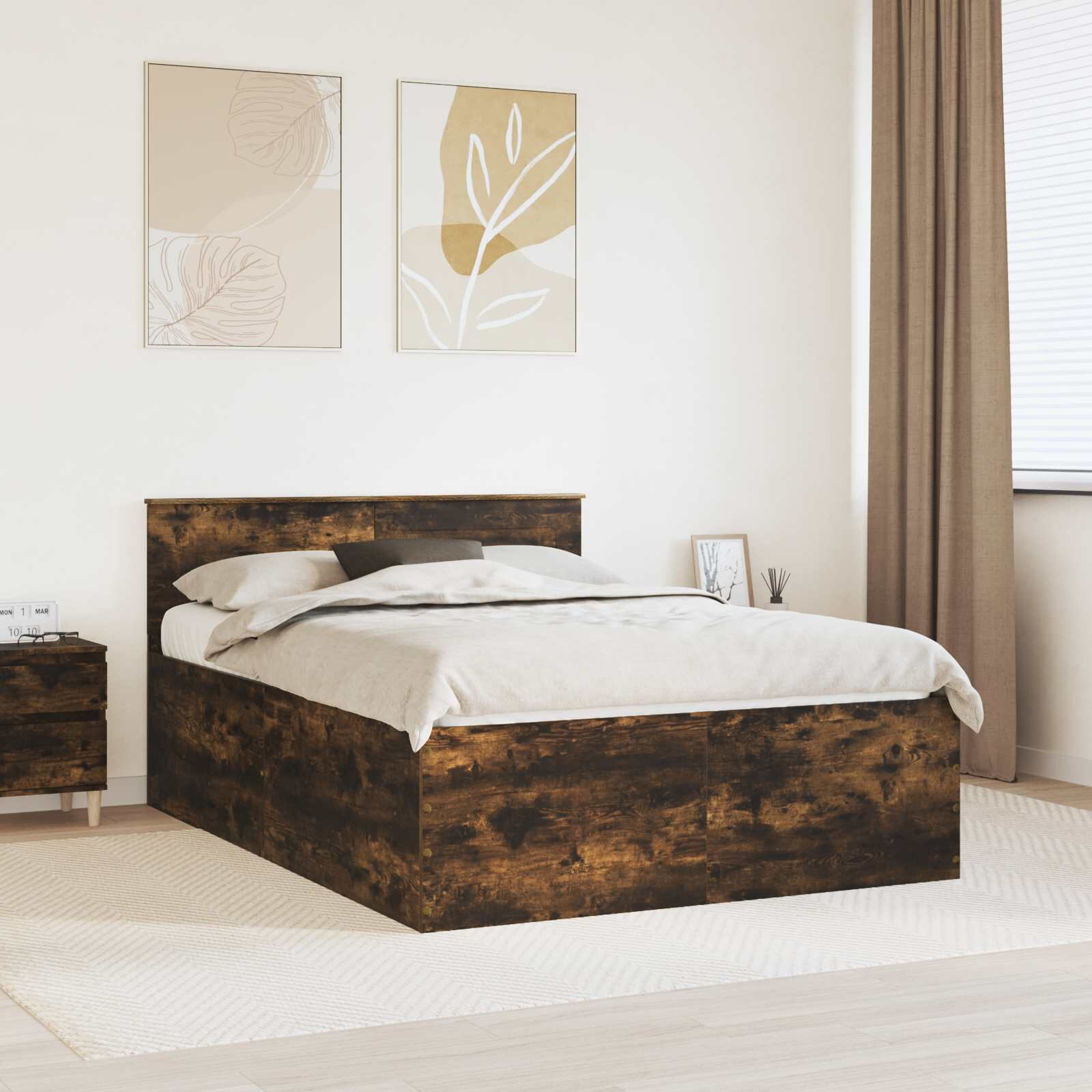 vidaXL Рамка за легло Димян дъб 150 x 200 cm Инженерна дървесина