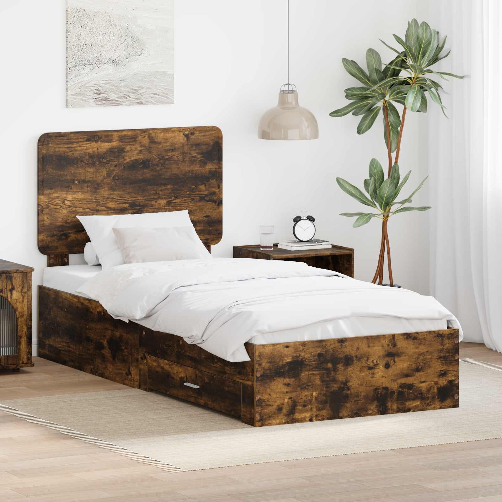 vidaXL Рамка за легло Димян дъб 75 x 190 cm Инженерна дървесина