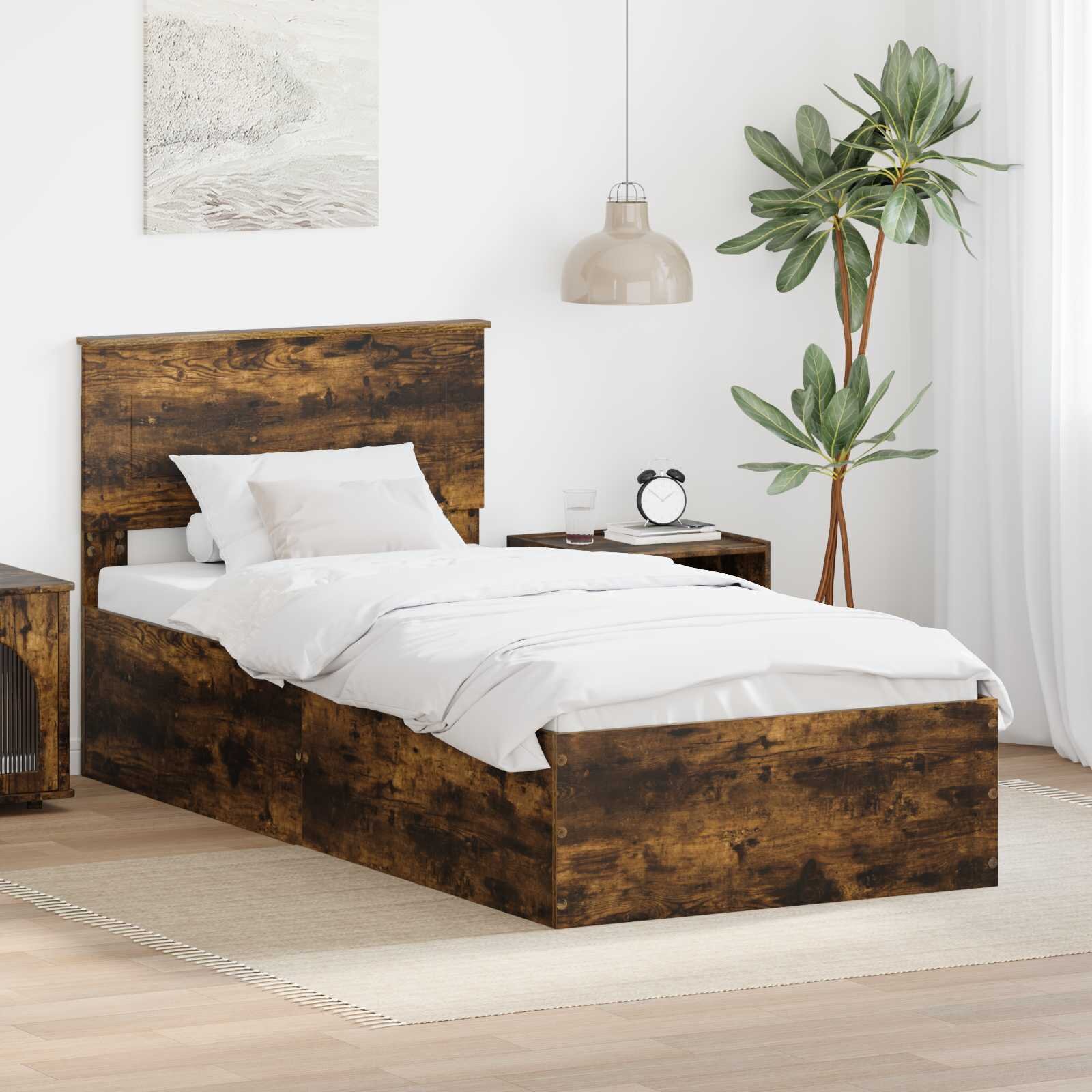 vidaXL Рамка за легло Димян дъб 90 x 190 cm Инженерна дървесина