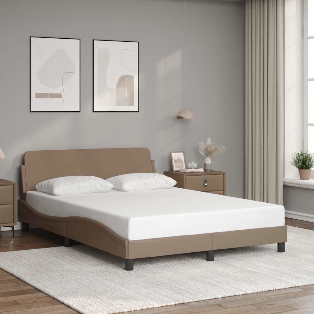 vidaXL Рамка за легло Dover капучино 140x200 см изкуствена кожа