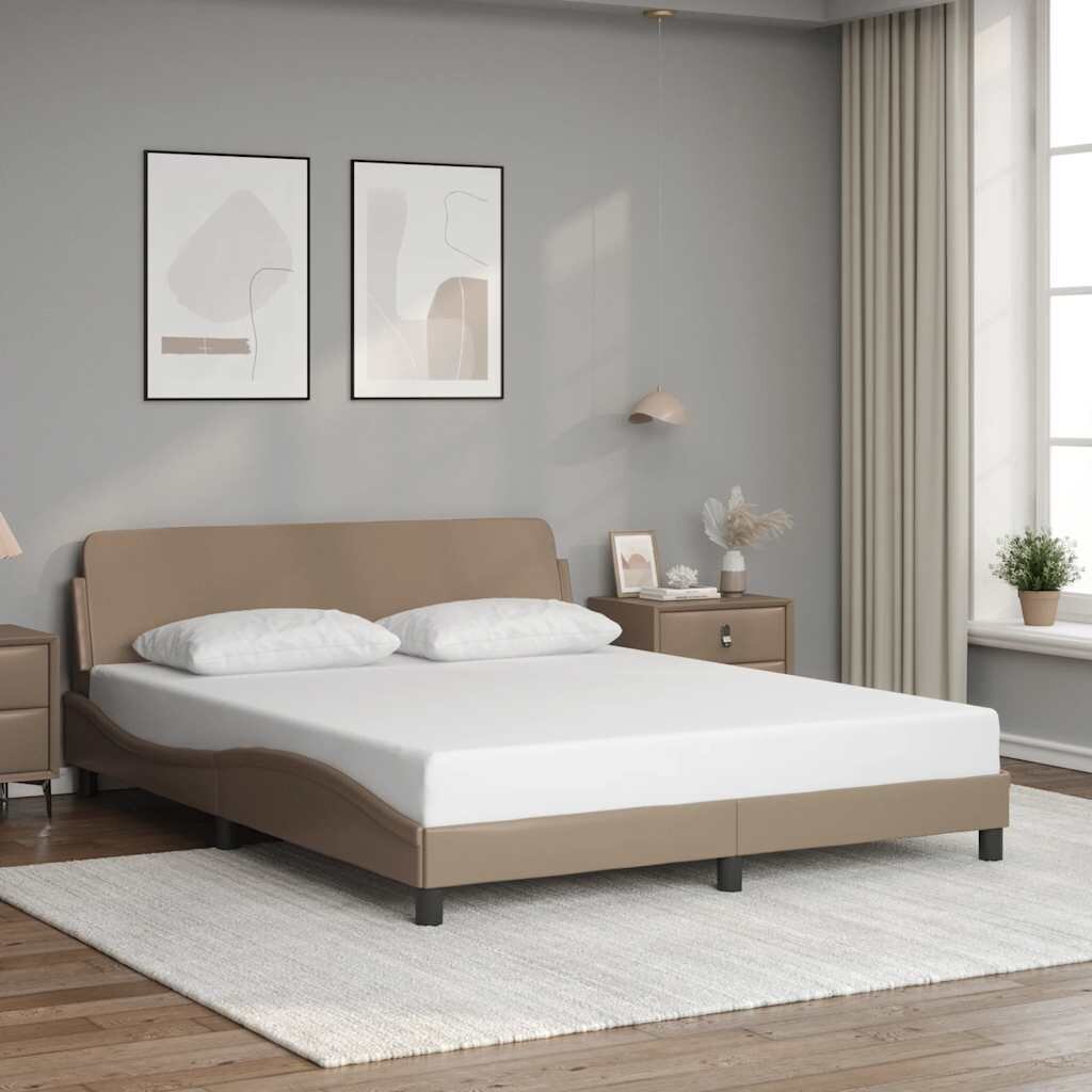 vidaXL Рамка за легло Dover капучино 160x200 см изкуствена кожа