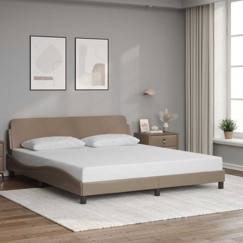 vidaXL Рамка за легло Dover капучино 180x200 см изкуствена кожа