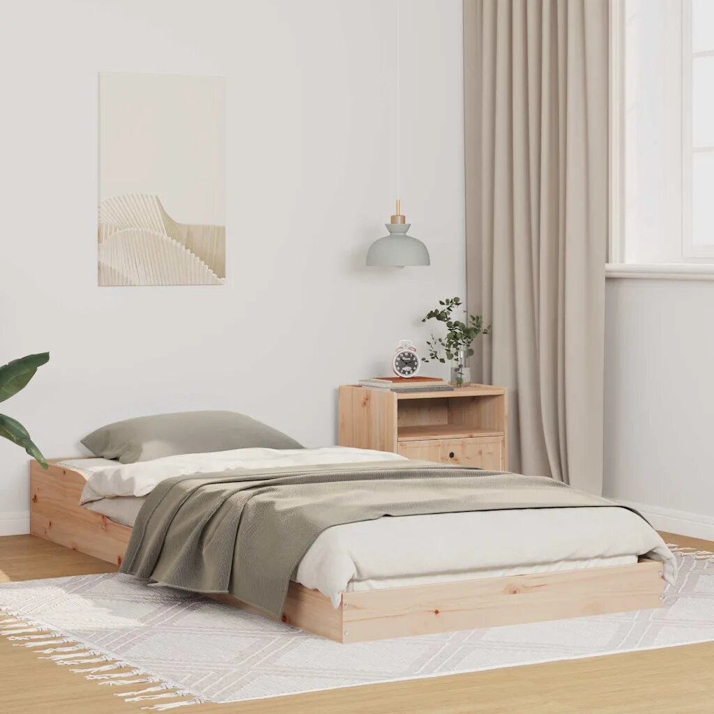 vidaXL Рамка за легло Естествен 100 x 220 cm Солидно борово дърво