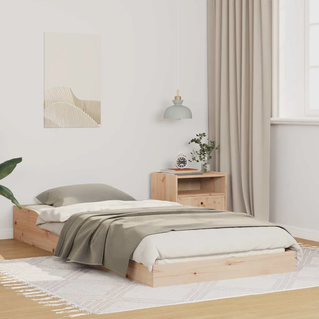 vidaXL Рамка за легло Естествен 100 x 220 cm Солидно борово дърво