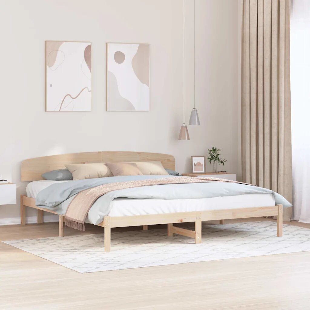 vidaXL Рамка за легло Естествен 180 x 200 cm Солидно борово дърво