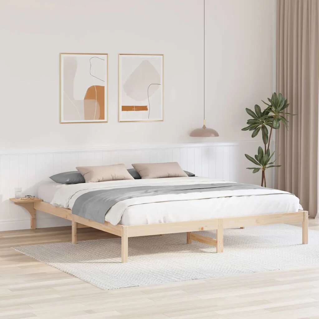 vidaXL Рамка за легло Естествен 180 x 200 cm Солидно борово дърво