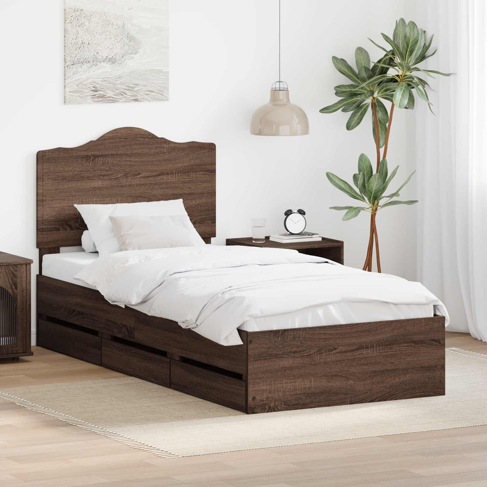 vidaXL Рамка за легло Кафяв дъб 100 x 200 cm Инженерна дървесина
