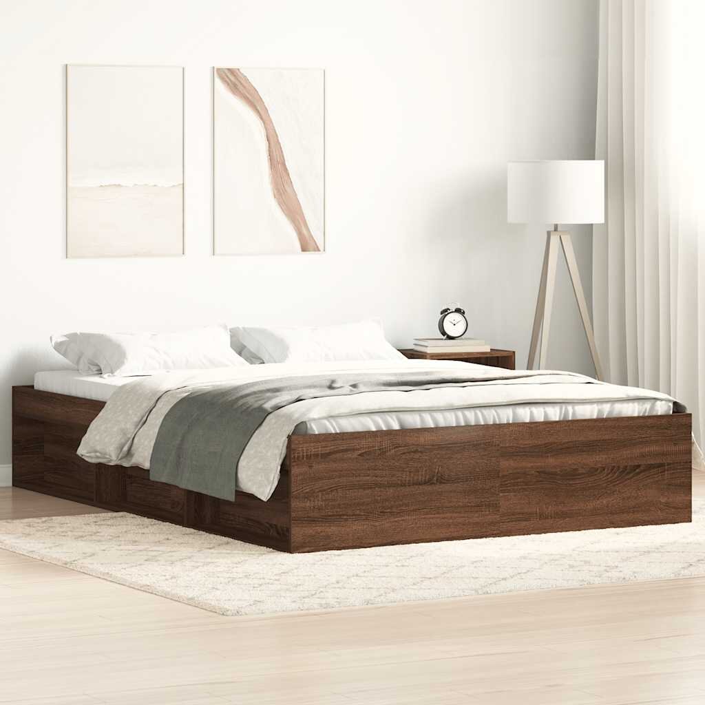 vidaXL Рамка за легло кафяв дъб 140x200 см