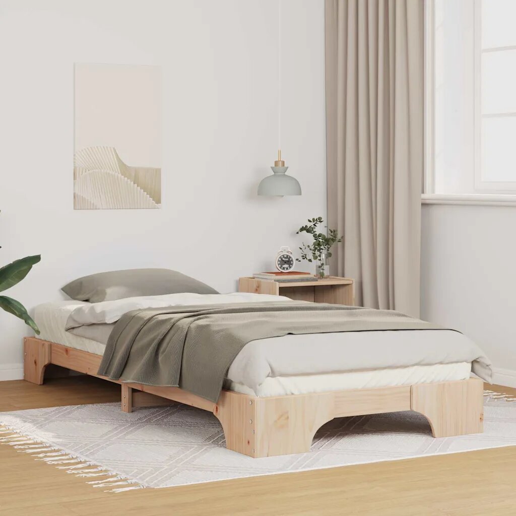 vidaXL Рамка за легло Кафяво 100 x 210 cm Солидно борово дърво