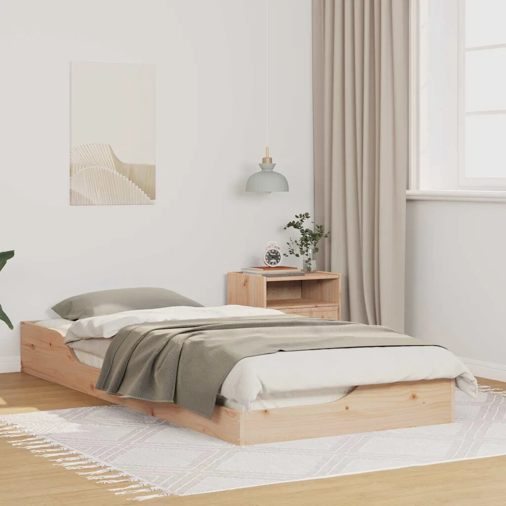 vidaXL Рамка за легло Кафяво 100 x 210 cm Солидно борово дърво